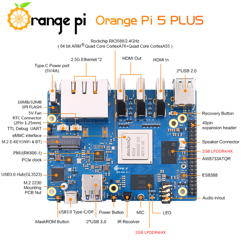 Orange Pi 5 Plus, carte de dév - Orange Pi 5 Plus 16Gb avis et prix
